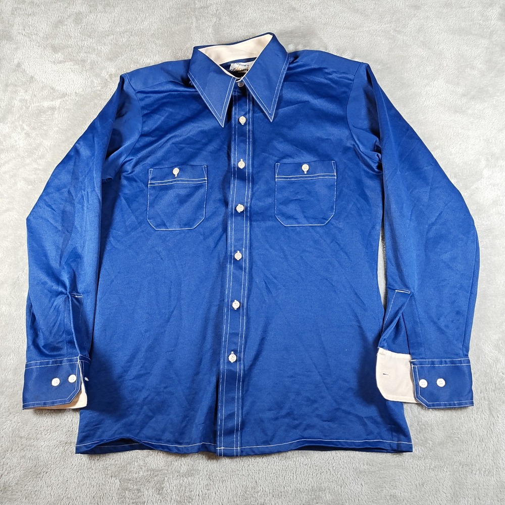 Vintage Arrow Doubler Shirt Mens Medium 15.5 Disco Dagger Collar Button Up 70s